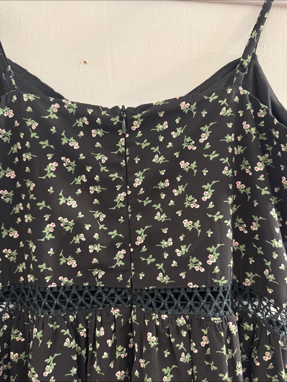 She + Sky Black Floral Midi Dress with Smocked Waist - Picture 7 of 8